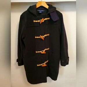 Ralph Lauren Hooded Double-faced Wool Duffel Coat. Blue/black. Women size M.